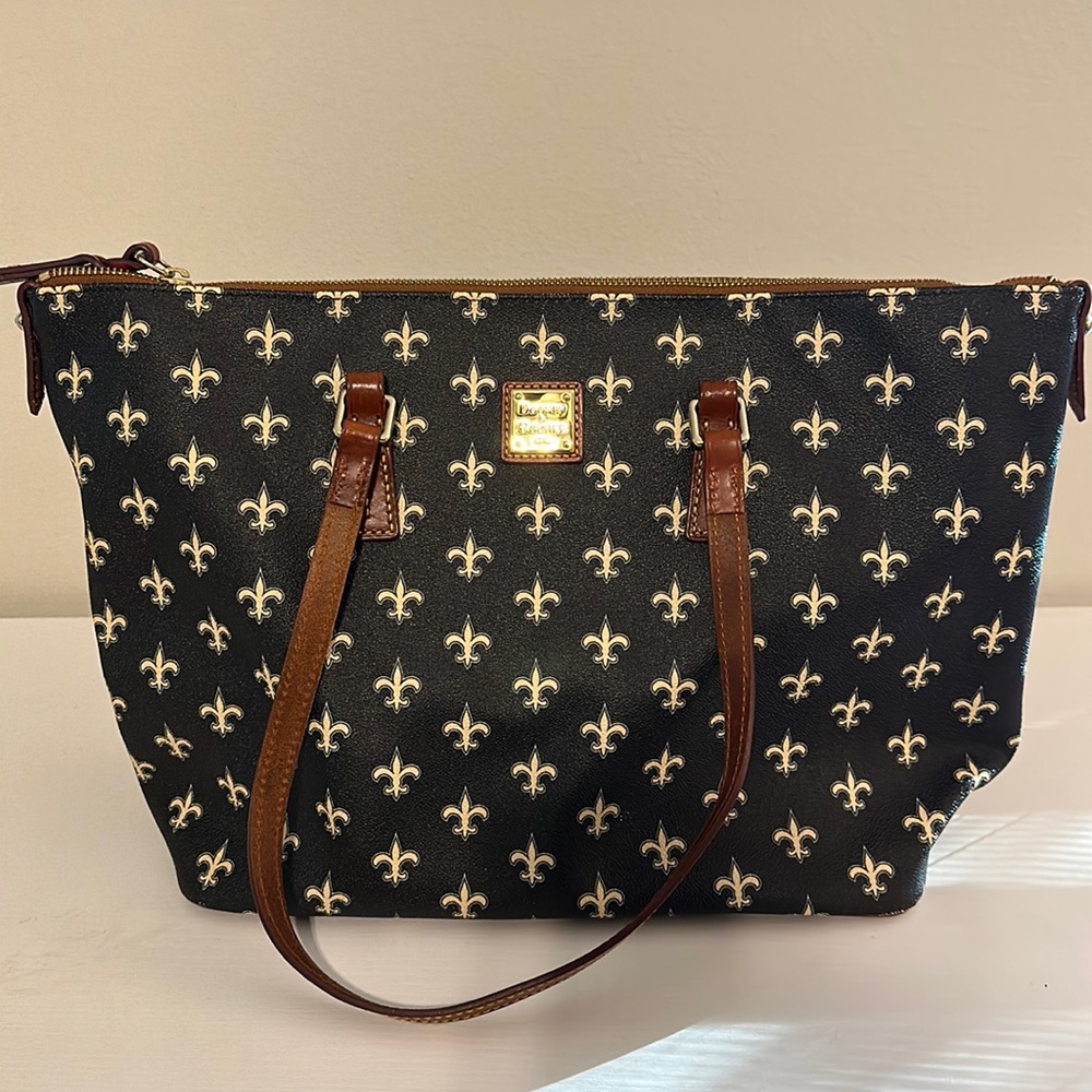 Dooney and Bourke Tote New Orleans Saints coated canvas leather trim.